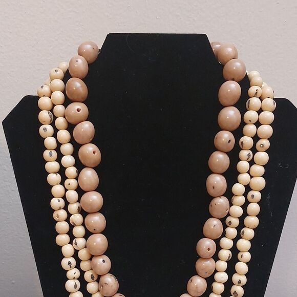 Elegant Multi-Strand Wooden Bead Necklace - Picture 2 of 5